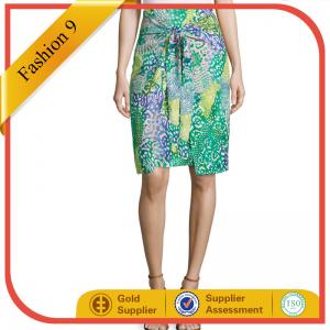 China Graphic-Print Tie-Front Pencil Skirt on sale