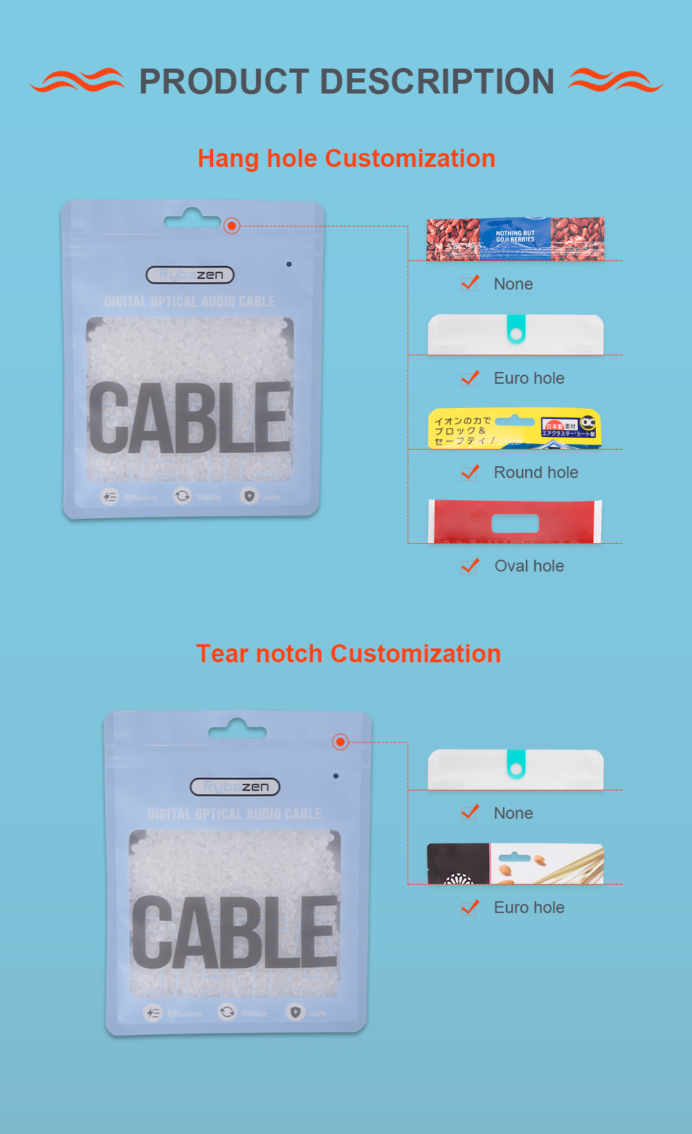 7.87x6.30 inch Paper Plastic Composite Bag Electronic Product Three Side Sealing Bag