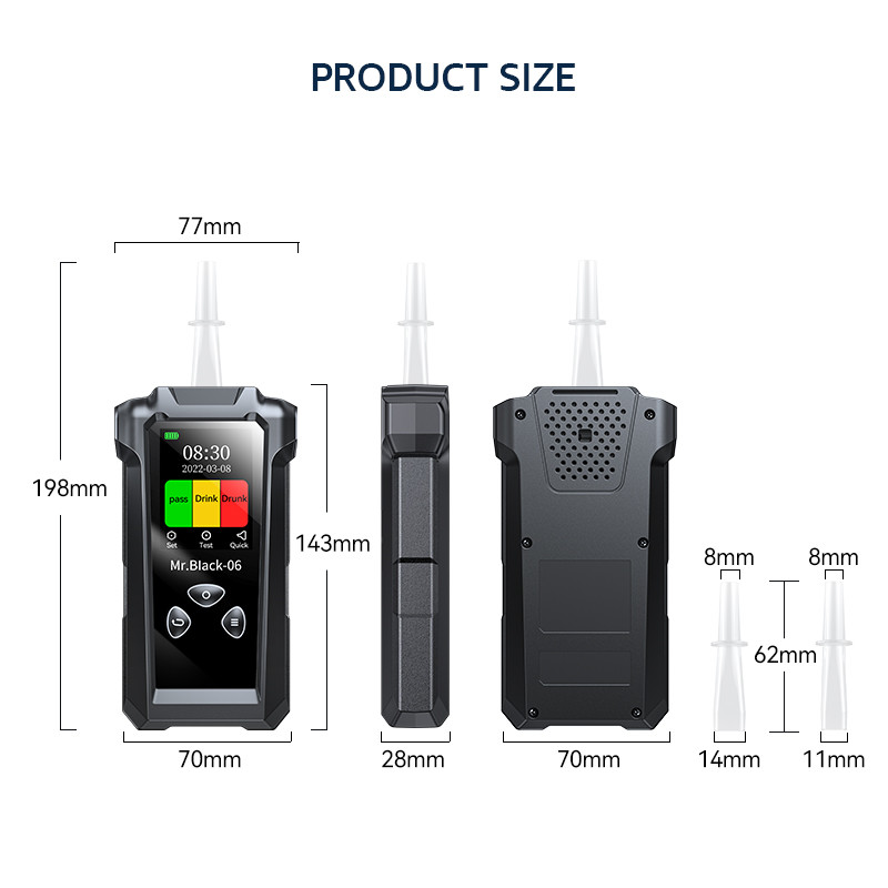 Compact Lightweight Police Breath Alcohol Detector With 1500 MAh Rechargeable Lithium Battery