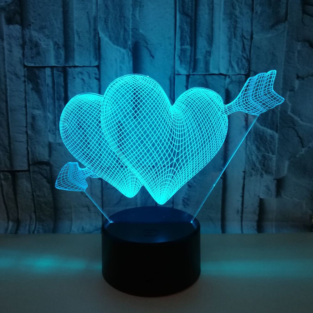 Cupid's love wedding picture Valentine's Arrow Colorful 3D night Light Acrylic Atmosphere Table Lamp Gift