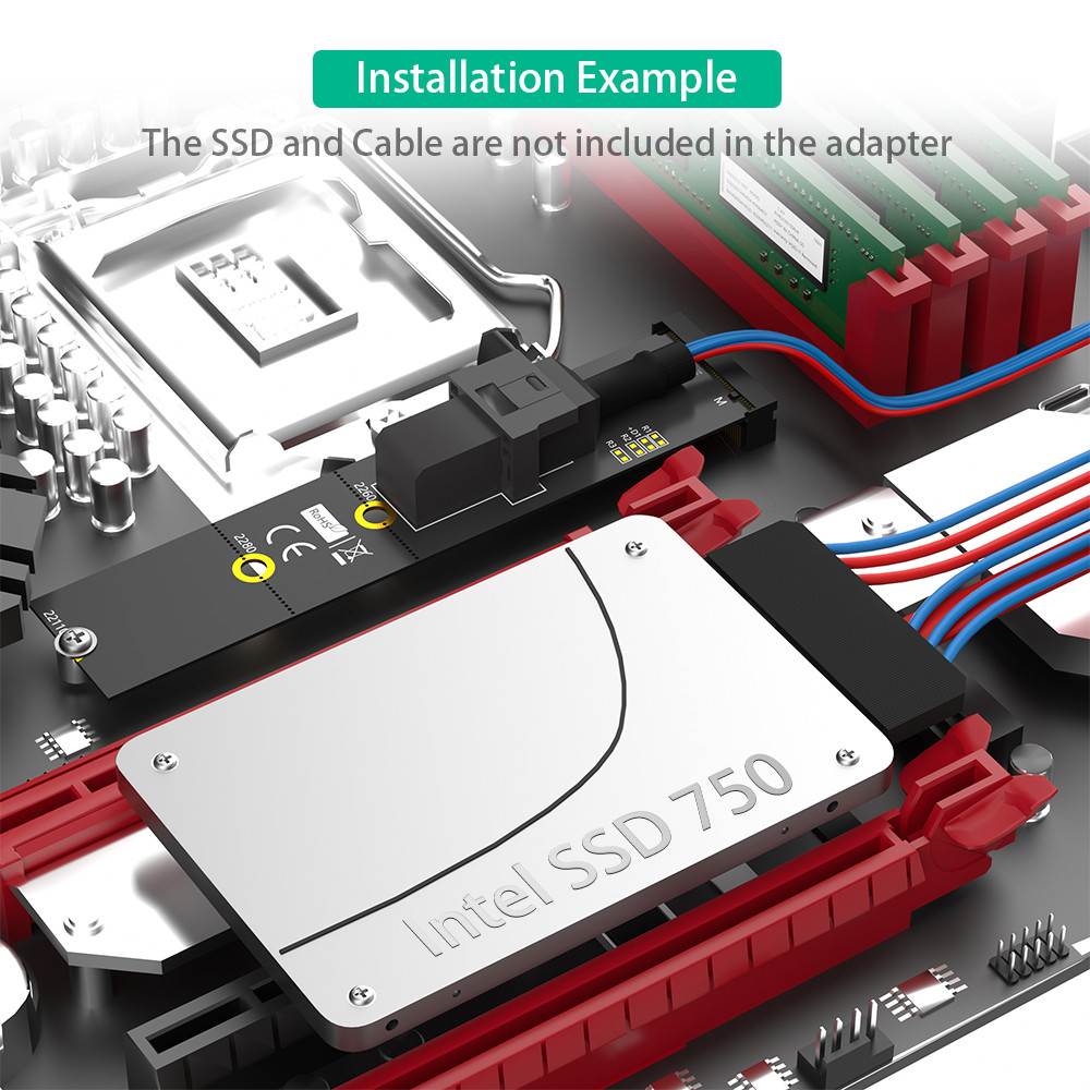 NVMe SSD M.2 Module With Mini SAS HD SFF-8643 Adapter Connector
