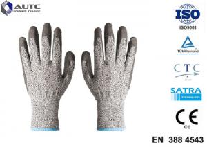 China Elastic Seamless Knit Industrial Safety Hand Gloves 3 Gauge HPPE Liner PU Coated on sale