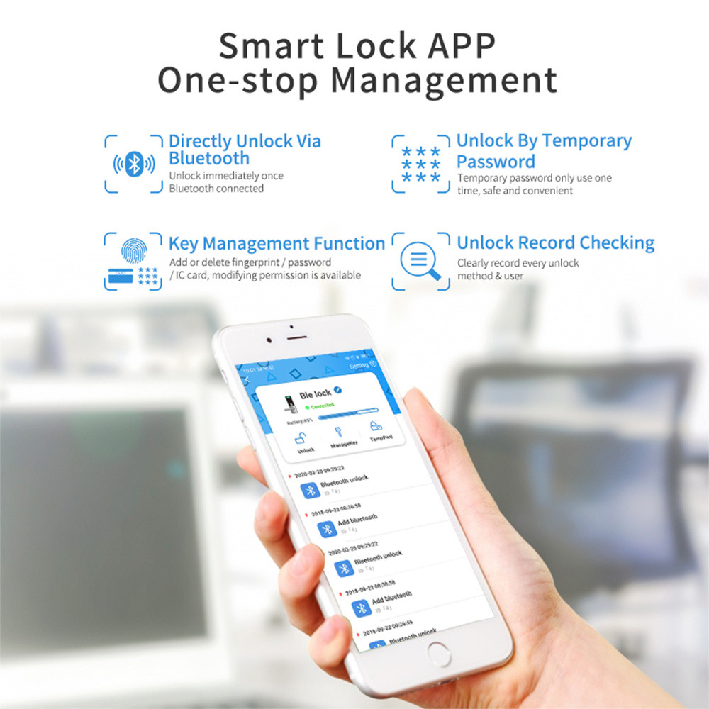 Glomarket Smart Door Lock Fingerprint Intelligent Zinc Alloy Lock with Smart Lock WiFi Tuya APP for Home