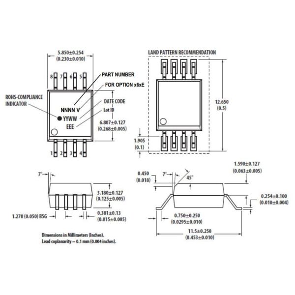 ACPL-K73A-560E High Speed Optocouplers With Base Output 5000Vrms 2 Channel 8-SO Stretched
