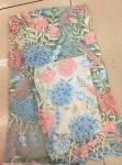 Bead Embroidered Lace Fabric, Scalloped Multi Color 3D Flower Lace Fabric For