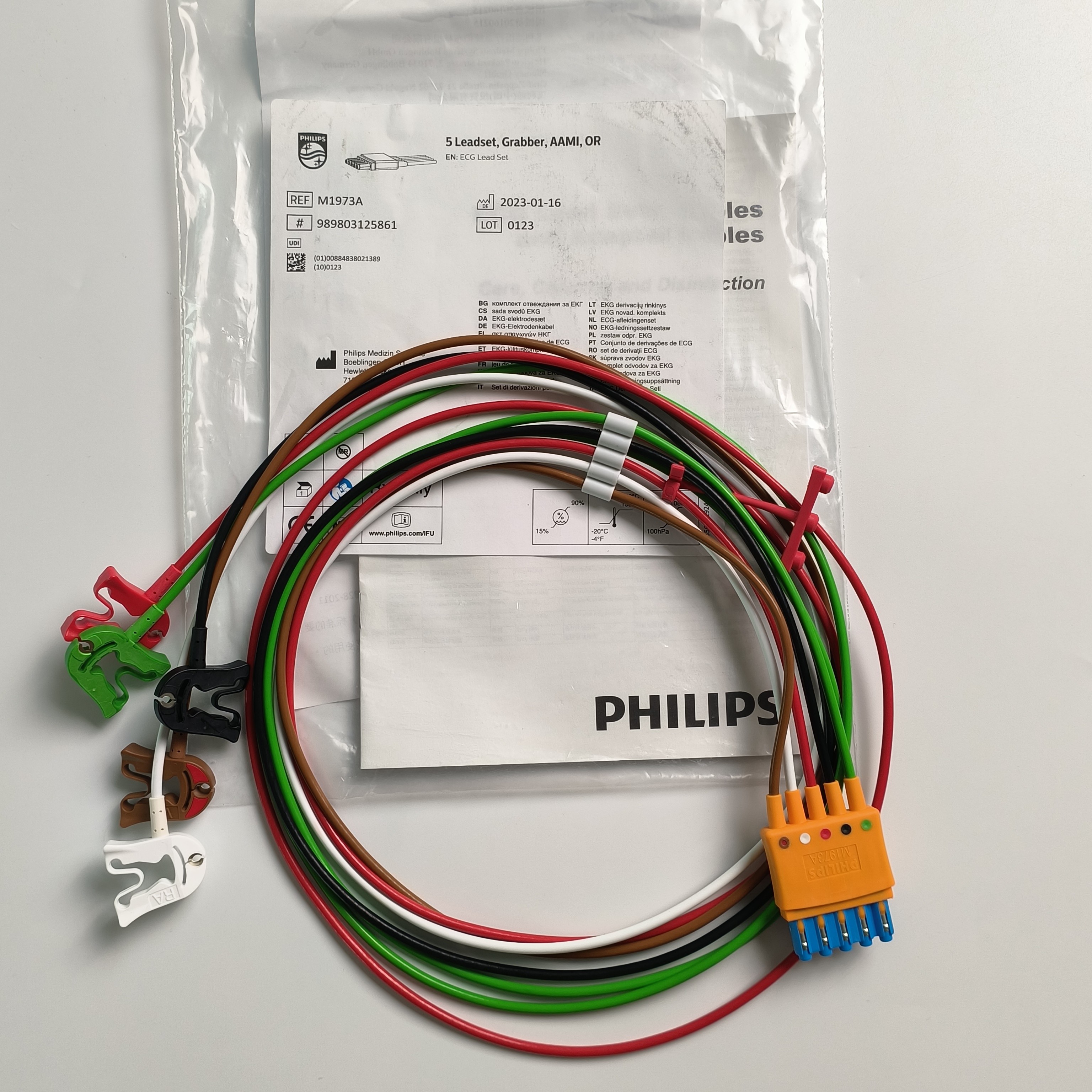 PHILIP Original CBL 5 Leadset, Grabber, AAMI, OR. REF M1973A Or 989803125861