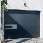 Contemporary Exterior Automated Garage Door Steel Black Roll Up Door With Motor