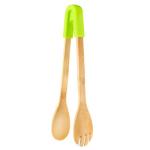 Meat BBQ Sustainable Wooden Tongs For Cooking Bread Custom Size Bamboo Salad