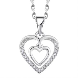 Wholesale YASVITTI 925 Sterling Silver Double Hollow CZ Stone Diamond Jewelry Custom Large Mini Heart Shaped Pendant Necklace from china suppliers
