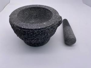 China Marble Granite Stone Mortar And Pestle Rough Smooth Inside Pitted Outside on sale