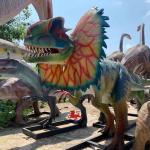 Theme Park Equipment Realistic Animatronic Dinosaur Model Dilophosaurus Statue