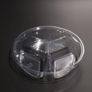 Wholesale BPA Free Clear Round 3 compartment PET Food Tray Multi Purpose With Cold Food from china suppliers