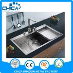 best selling steelSUS304 undermount double bowl handmade kitchen sink with grids