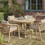 Pastoral Style Teak Wood Table And Chair Luxury Woven Rope Outdoor Furniture For