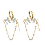 Gold Plated Single Round Zircon Chain Link Enamel Hoop Earrings For Women