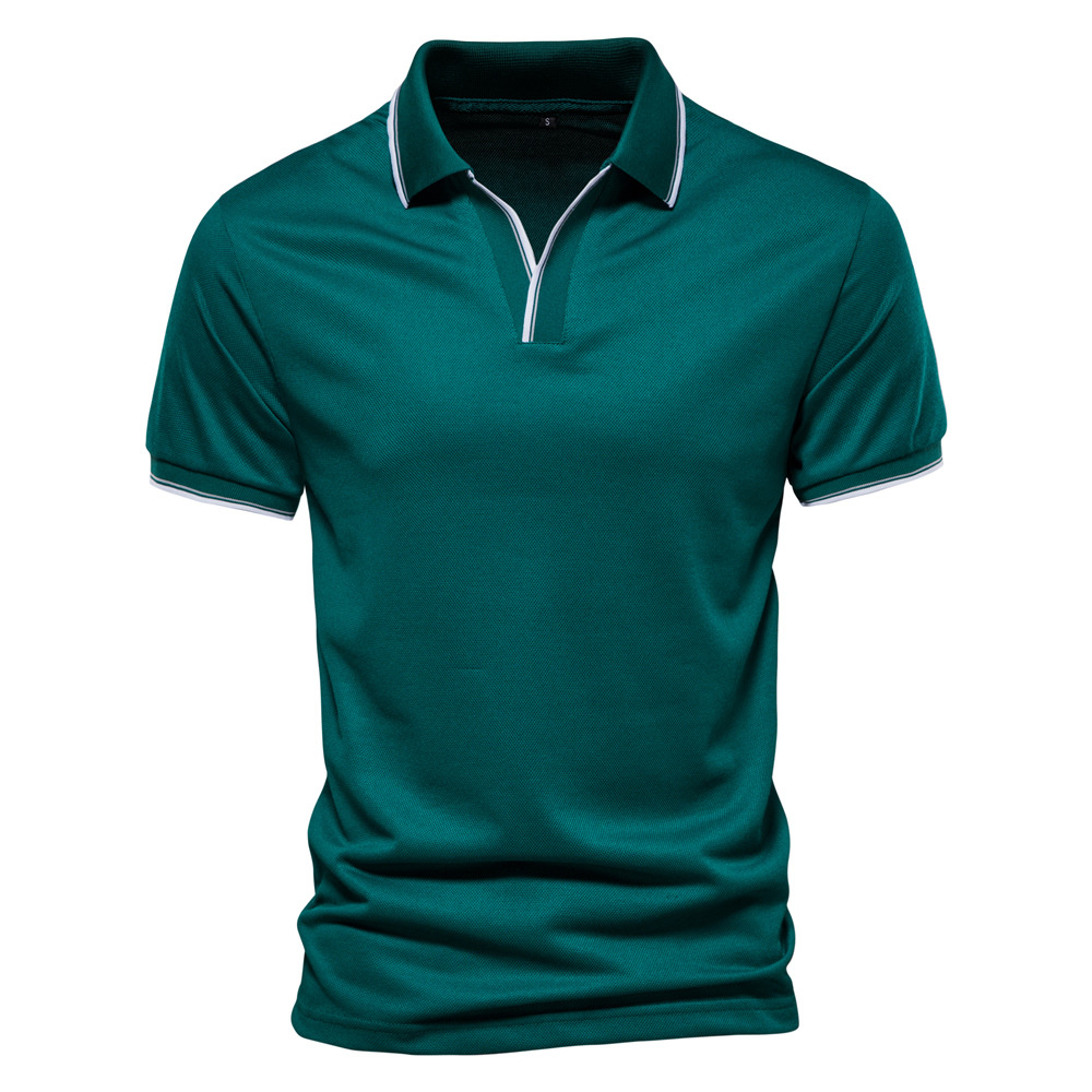Print Custom Polo T-Shirts for Men 2024 Summer V-Neck Solid Color Work Short Sleeve