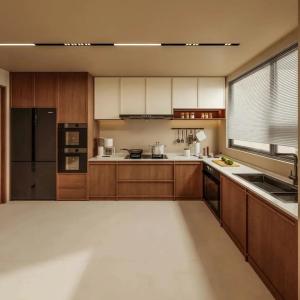 Wholesale Antique Frame-line Door Panel Solid Wood Veneer Kitchen Cabinet For Project Builder from china suppliers