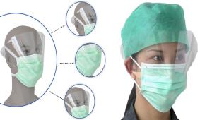 Wholesale Non-woven Disposable Face Mask with plasitic eye shield,added protection for eyeswith clear plastic from china suppliers
