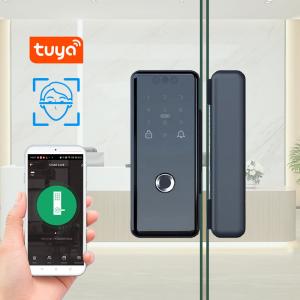 Wholesale 3D Face Tuya Glass Door Smart Lock Full Automatic Fingerprint Passcode IC Card from china suppliers