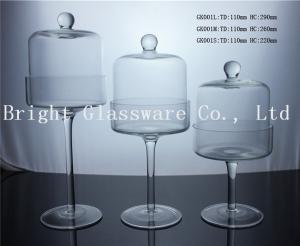 Wholesale handmade blown glass dome glass cake cover with stand from china suppliers