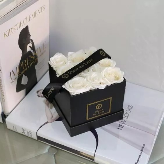 Preserved Rose Cardboard Box Custom Logo Printed Square Paper Flower Box