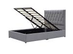 Upholstery Gas Lift Storage Bed Frame High Headboard Tufted Crystal Buttons