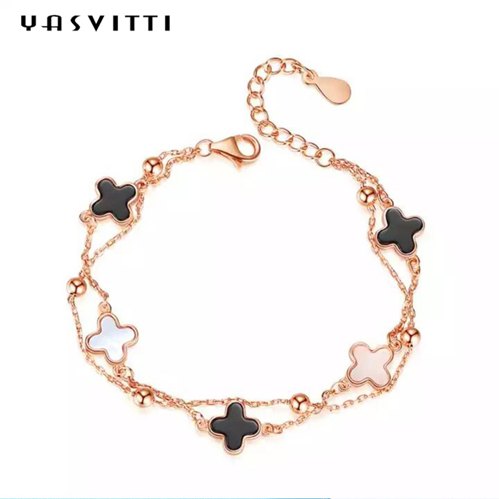20cm 0.12oz Four Leaf Clover Bracelet 925 Lead Free Silver Slider Bracelet