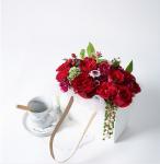 custom Paperboard Flower Cake Box Kraft Brown Basket Preserved Rose Bouquet