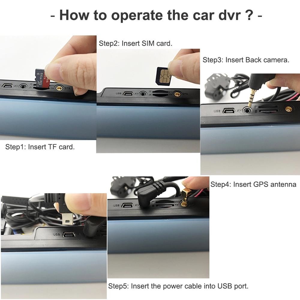 Rearview Mirror Car DVR Motion Activated Dashcam Video Recorder FHD1080P Dual Lens