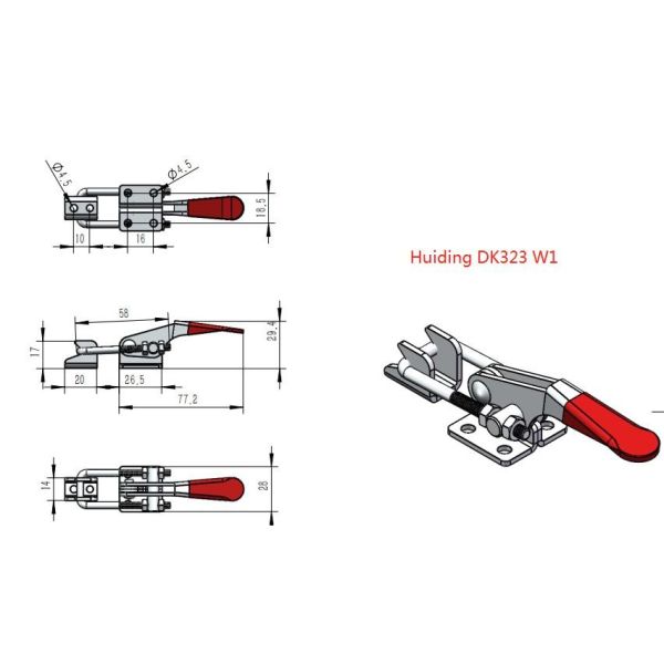 PVC Handle Pull Latch Type Action Toggle Clamp Holding Capacity 163kg 360lbs