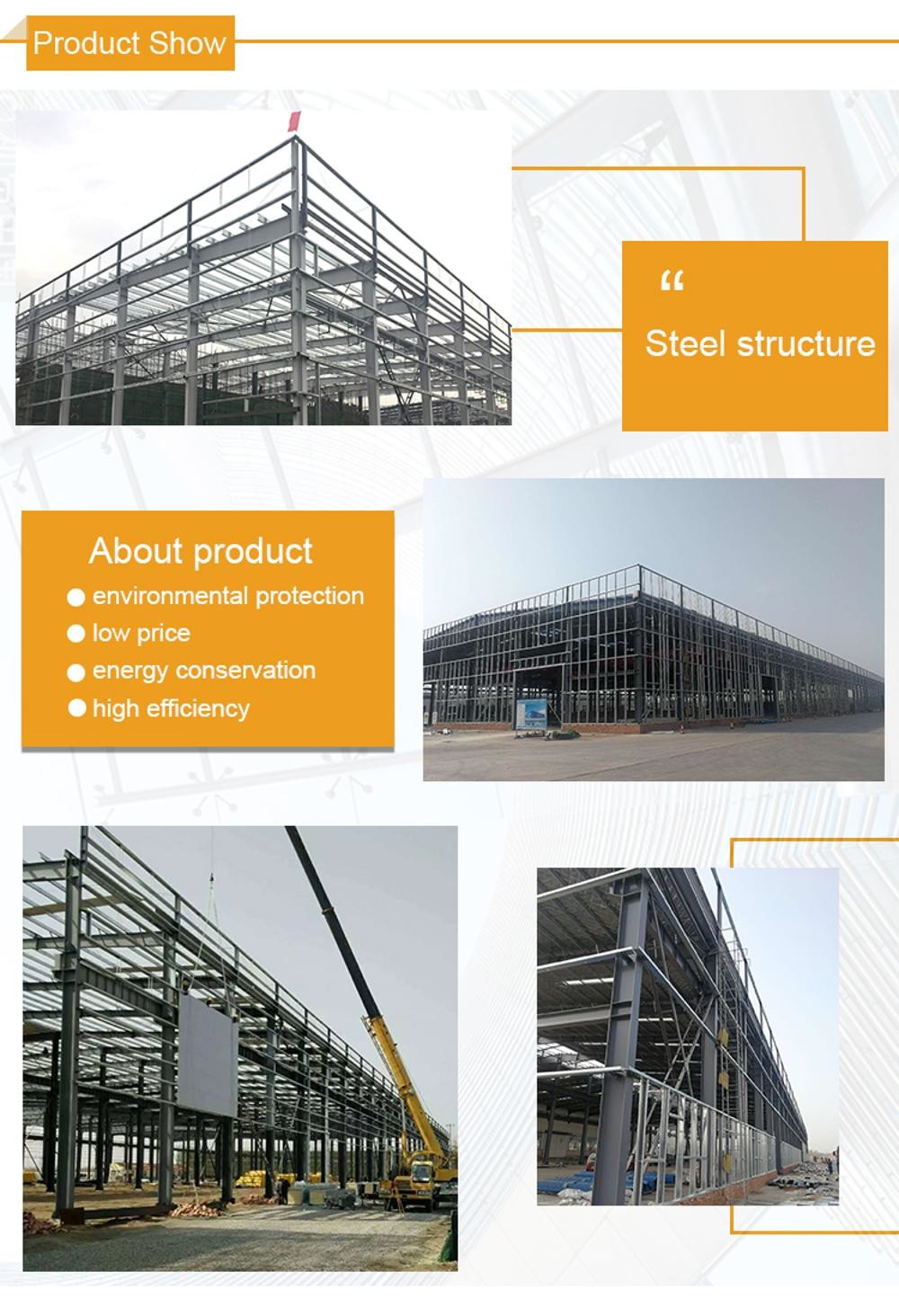 Insulation Q235 Q345 Prefab 100000 SQM Workshop Steel Structure
