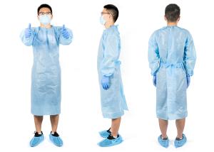 Wholesale Non Woven Blue Color Non Woven Sterile Isolation Visitor Disposable Dressing Gowns from china suppliers