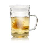Stocked Glass Tea Cup With Strainer , Eco Friendly Glass Tea Mug With Infuser
