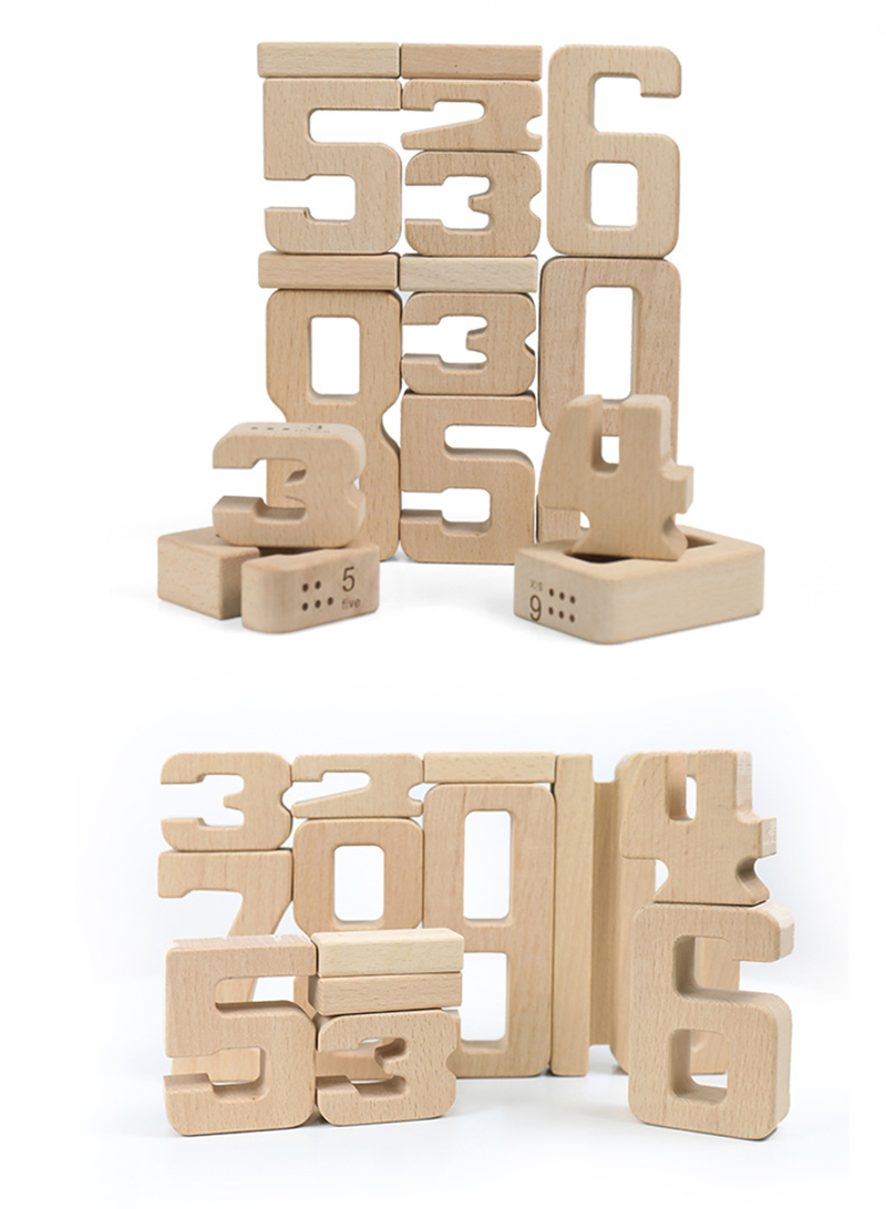Jenga Games Wooden Building Blocks Toy Number Montessori