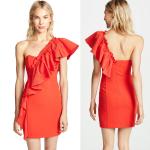 Ruffle Shoulder Ladies Dress Bodycon Mini