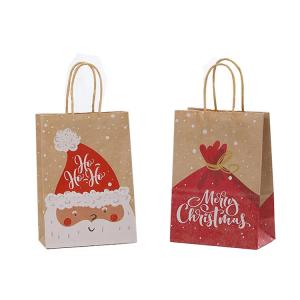 Wholesale Reusable Christmas Kraft Paper Packaging Bags With Handles Offset Printing from china suppliers