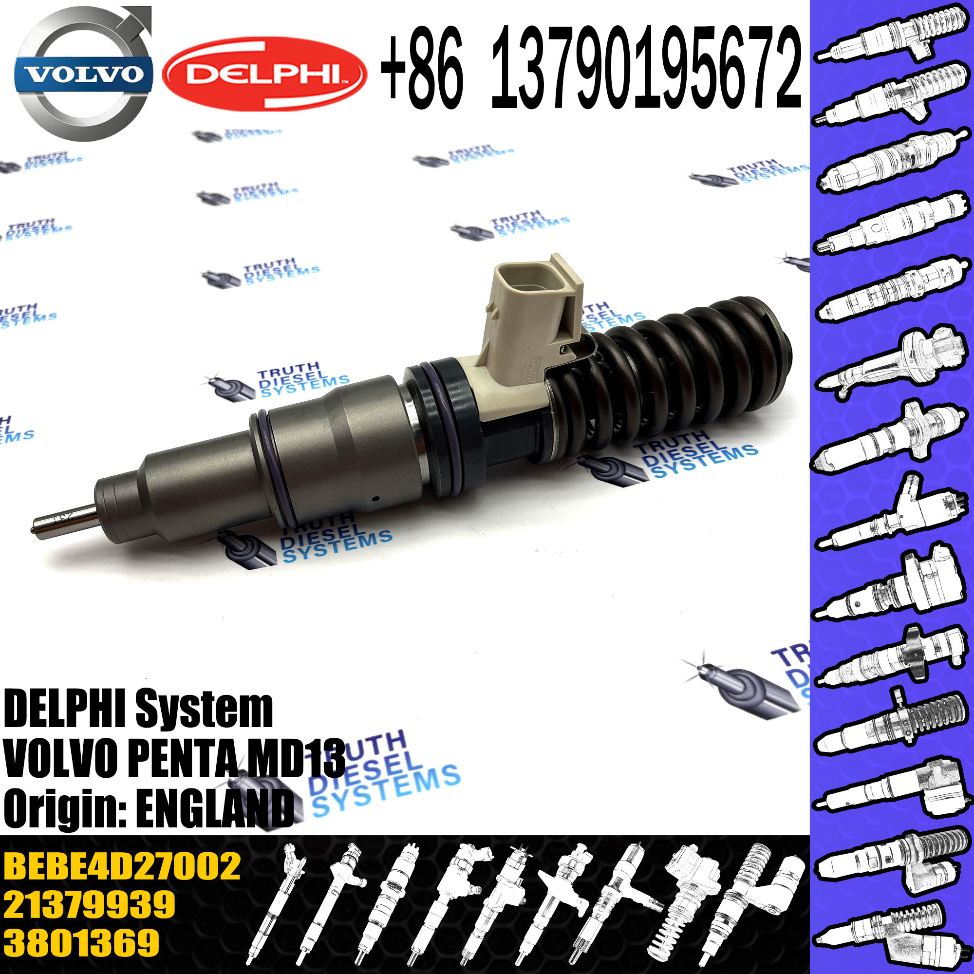injector common rail injector 3801369 BEBE4D18002 For VOL PENTA MD13 diesel fuel injector BEBE4D27002