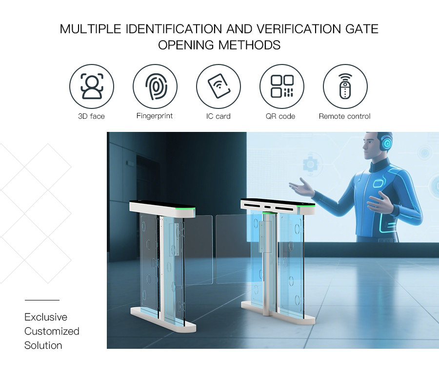 HCW 0.5s 0.8s High Speed Flap Barrier Turnstile RFID Access Control Pedestrian Swing Gate