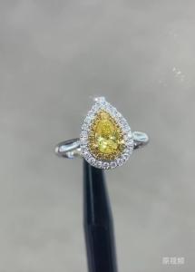 Wholesale Lab Grown Diamond Rings Certified Yellow Pear Diamond Anniversary Ring 1ct VS2 ~ VVS1 from china suppliers