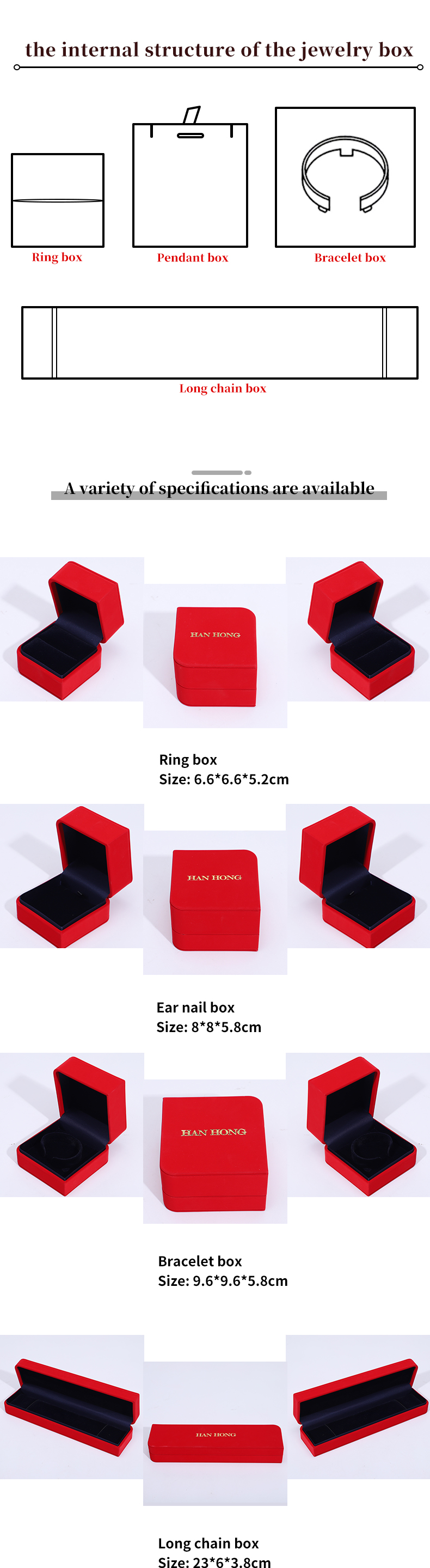 Red Arc Diamond-Shaped PU Leather Jewelry Box Velvet Lining for Luxury Packaging