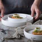 FDA Scratches Resistant Food Beverage Deep Porcelain Plate In Oven Industrial