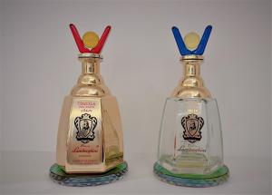 Wholesale Decorative Liquor Bottles/Golden Frosted 750ml Glass Bottle/ Crystal Stopper from china suppliers
