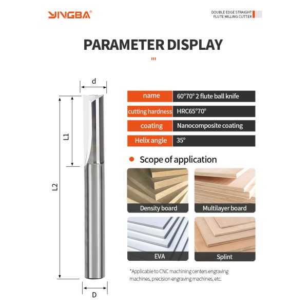 Wholesale Whole Alloy Double groove Straight Milling Cutter CNC Milling Cutter Used for Wood Cutting