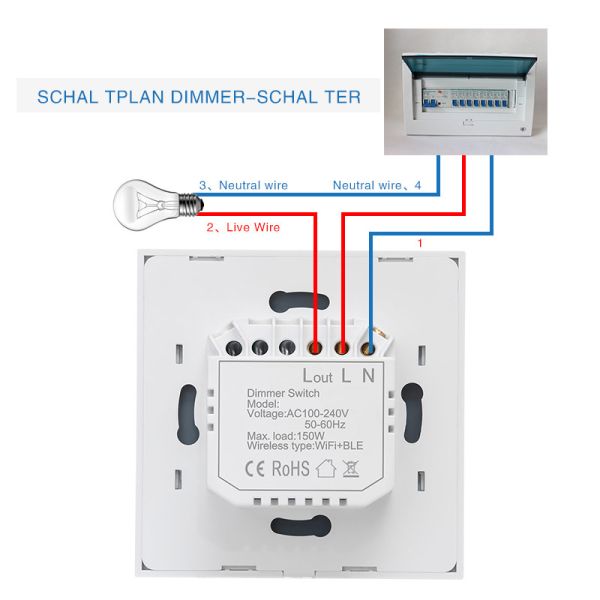 Smart Wireless Remote Light Switch Dimming Wireless Wifi Switch Need Neutral Wire