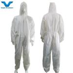 CE En14126 Protective Microporous Nonwoven Disposable Hooded Zipper Coveralls