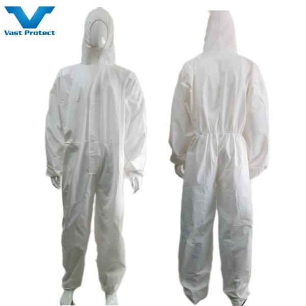 CE En14126 Protective Microporous Nonwoven Disposable Hooded Zipper Coveralls