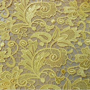 Wholesale Polyester +Milk Silk Water Soluble Embroidery Fabric with Yellow Color from china suppliers