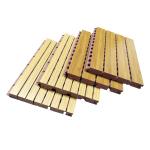 3D Grooved Wooden Acoustic Ceiling Tiles / Soundproof Decorative Wall Panels
