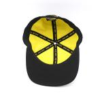 Display Bill 6 Panels Embroidered Flat Visor Cap 100% Cotton Twill Yellow Woven