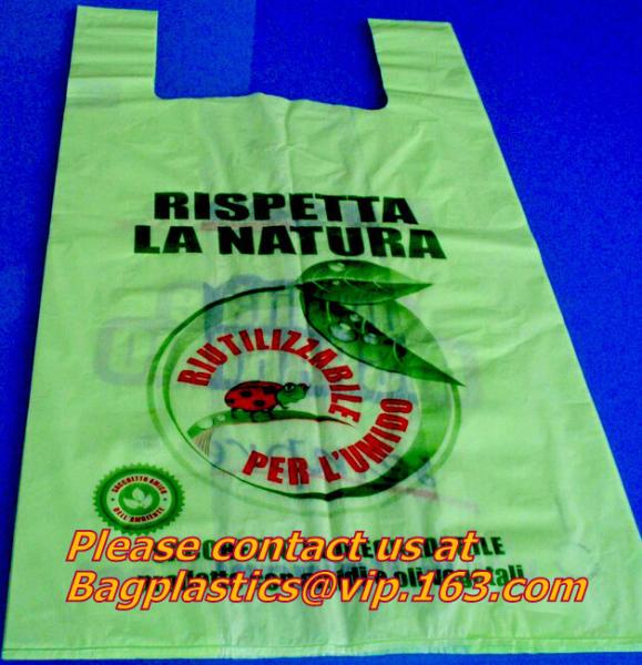 Corn Starch Eco PLA 100% Compostable Plastic t-shirt Shopping Bags,disposable